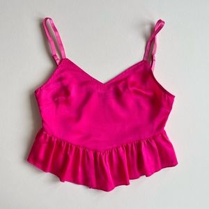 PrettyLittleThing Pink Ruffle Hem Tank Top